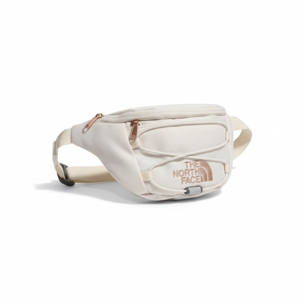 The North Face Cream Waist Pack with Rose Gold Zippers